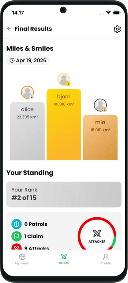 Run the Globe My World screen